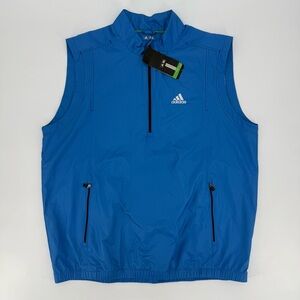 NWT adidas Mens Golf ClimaProof Vest Sleeveless Windbreaker Blue Water Resistant